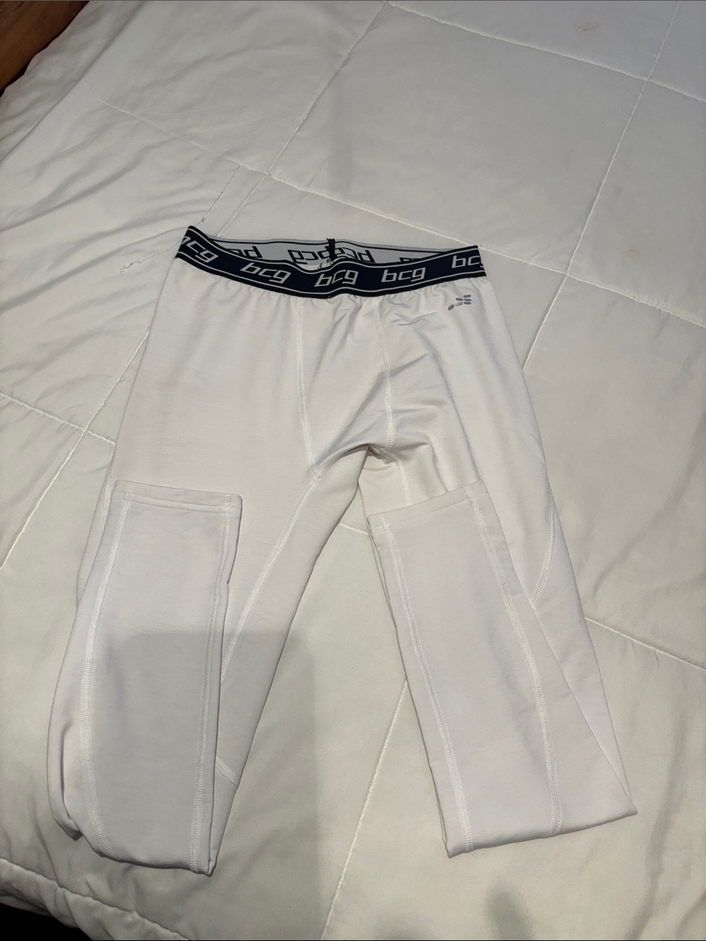 bcg White Compression Capris with Branded Waistband